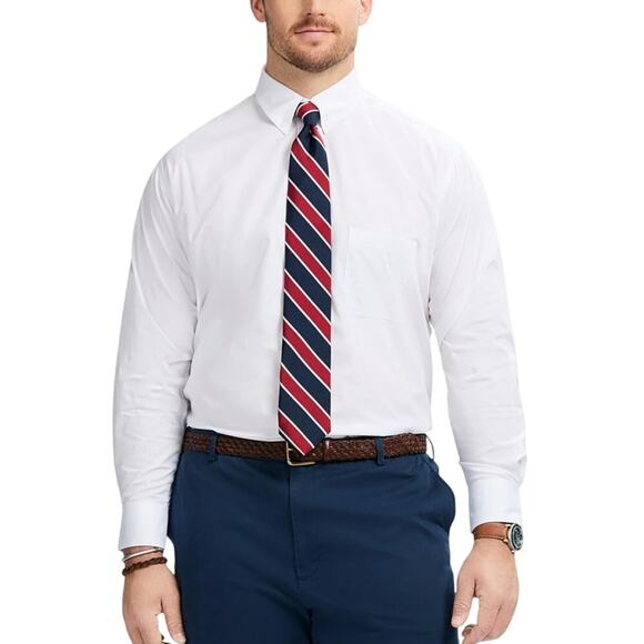 IZOD Mens All Over Stretch Dress Shirt White Size 18 1/2 35-36 TALL Wrinkle Free - Picture 1 of 6